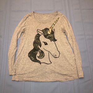 Gray Unicorn Long Sleeve Tee